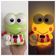 two pictures one with a frog and the other with a teddy bear