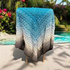 Beautiful handmade shawl. Colors transition from light blue to dark gray. X-large and lightweight. Length (side to side): 78in Length of mid back: 38in #GondorShawl Beach Vibes, Beach Vibe, Shawls And Wraps, Scarf Wrap, Dark Gray, Scarf Accessory, Shawl, Beauty Book, Art Collection