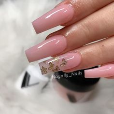 Baby Pink Nails, Nail Designs Valentines, Her Nails, Coffin Nails Long, Pink Nail, Butterfly Nail