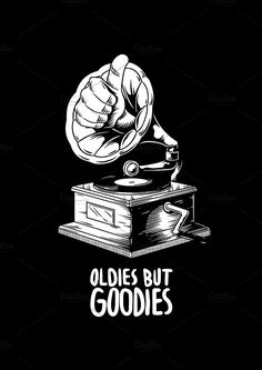 an old fashioned record player with the words oddies but goodies on it