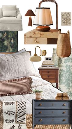 a collage of furniture and decor items