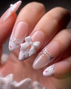 Coquette Nails, Fake Nails Designs, Girly Acrylic, Girly Acrylic Nails, Cute Acrylic Nail Designs, Cute Nail Ideas