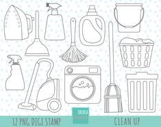 a set of cleaning supplies clip art