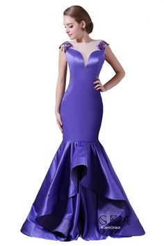 Mermaid Prom Dress With Sweep Train, Prom Season Mermaid Dress With Sweep Train, Mermaid Dress With Sweep Train For Prom, Homecoming Mermaid Dress With Sweep Train, Mermaid Gown With Sweep Train For Prom Season, Prom Season Mermaid Fishtail Dress With Sweep Train, Fishtail Gown With Sweep Train For Homecoming, Satin Mermaid Dress With Sweep Train, Purple Mermaid Evening Dress With Sweep Train