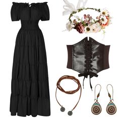 PRICES MAY VARY. 5 PIECES SET Include dress, flower crown, necklace, earrings, and corset, offering a complete and versatile ensemble for any occasion. SUITS MULTIPLE THEMES Perfect for Renaissance dress, Medieval costume, Victorian costume, and vintage fairy dress, this costume can be dressed up or down to suit your desired look. ACCOMMODATES VARIOUS FIGURES With a thoughtful design that flatters most body types, this Renaissance outfits ensures every woman can feel confident and beautiful. VER Renfest Outfit, Skirt Hike, Renn Faire, Ren Faire Outfits, Ren Faire Costume, Respect Life, Fair Outfits, Ren Fair, Ren Fest