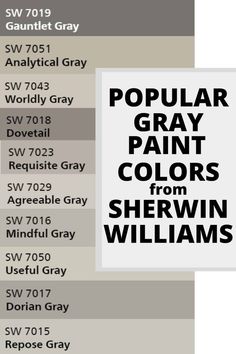 the color chart for gray paint colors from sherylin williams