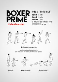 a poster with instructions for how to do the boxer prime exercise in different positions