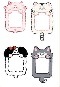 four different pictures of cats and sheeps on a white background with the words hello kitty written