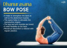 a woman doing yoga poses with the caption'dharturasana bow pose '