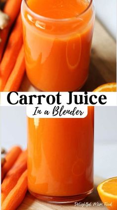 carrot juice in a clear glass jar next to sliced oranges