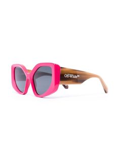 Find Off-White Eyewear Denver Logo-print Sunglasses on Editorialist. fuchsia pink acetate sculptural frame logo print at the arm grey tinted lenses UV protection wide arms curved tips These glasses come with a protective case. Pink Gradient Sunglasses In Acetate, Pink Acetate Sunglasses With Mirrored Lenses, Pink Tinted Acetate Sunglasses, Frame Logo, Fuchsia Pink, Sunglasses Sale, Logo Print, Protective Cases, Denver