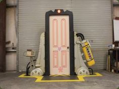 an automated door is shown in front of a garage