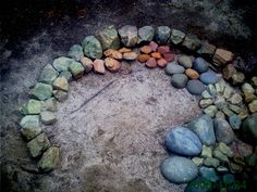 there is a circle made out of rocks