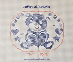 a cross stitch pattern with a teddy bear on it