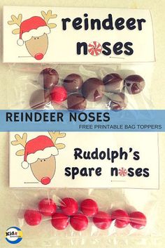 reindeer nose candy bags with free printable labels