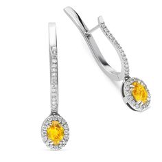 Yellow sapphire diamond Dangle earrings – Savransky Private Jeweler Yellow Oval Fine Jewelry Earrings, Yellow Oval Earrings In Fine Jewelry Style, Yellow Oval Earrings Fine Jewelry, Classic Yellow Oval Earrings, Yellow Oval Gemstone Earrings, Royal Blue Sapphire Ring, Emerald Earrings Drop, Fancy Sapphire, White Diamond Earrings