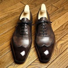 Handmade Men's leather lace up dress shoes unique design custom shoes for men on Storenvy Men's Oxford Shoes, Spectator Shoes, Black Leather Dress Shoes, Patent Leather Dress, Leather Shoes For Men, Dress Shoes For Men, Brogues Men, Wingtip Shoes, Brown Dress Shoes