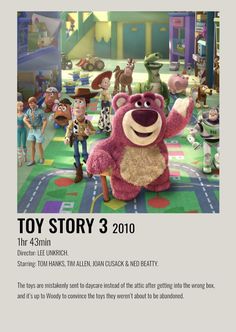 the movie poster for toy story 3, starring characters from disney and pixama