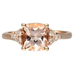 This beautiful Morganite ring is crafted in 14-karat Rose gold and features a 2.04 carat Genuine Morganite, 6 Cushion-cut White Diamonds in GH- I1 quality with 6 Pcs 0.16 cts in prong-setting. This ring comes in sizes 6 to 9, and it is a perfect gift either for yourself or someone you love. Classic Cushions, Dream Rings, Chinese Art Deco, Morganite Ring, Art Deco Diamond, Dream Ring, White Diamonds, Round Cut Diamond, Morganite