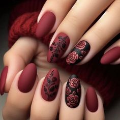 Matte Red Rose Nail Art – Queencloth