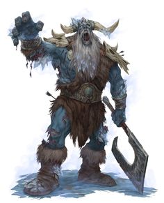 an illustration of a troll with two axes