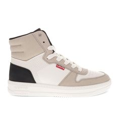 Retro-inspired design, contrasting textures, iconic Levi’s branding, and, of course, vegan leather uppers — these women’s sneakers were made to show the world your bold style. When you need to feel and look your best, simply lace up these Levi’s high-top sneakers. Casual Cream Sneakers With Embossed Logo, Levi's Leather Sneakers In Sporty Style, Levi's Leather Sneakers Sporty Style, Levi's Sporty Leather Sneakers, Cream Leather High-top Sneakers For Spring, Trendy Cream Leather Sneakers, Spring High-top Sneakers With Contrasting Heel Counter, Levi's Sporty Synthetic Sneakers, Modern Leather Sneakers With Textured Upper