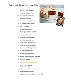 the recipe for cake is shown in this page