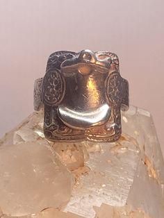 "Saddle ring horse southwest sterling silver women men Size 8.25 Weight 10.2g Height. 7/8\" Width 11/16\" Thinnest part 3/16\" Free Shipping & Free Postal Insurance Delivered in a Gift Box If you do not want the ring polished and want to leave the natural patina please let me know at the time of purchase as I do polish rings before I ship rings out. Thanks Free First Class shipping and postal insurance is included. If you want to upgrade to priority kindly pay an additional fee to do so. Thi Southwestern Silver Rings Collectible, Southwestern Silver Collectible Rings, Collectible Southwestern Silver Ring, Western Engraved Jewelry For Rodeo, Western Style Engraved Jewelry For Rodeo, Vintage Silver Concho Ring, Handmade Silver Western Style Rings, Adjustable Silver Concho Rings, Handmade Western Silver Rings