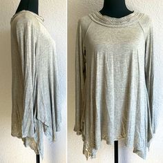 Max Studio Simple Beautiful Light Grey Silver Long Sleeve Sweater With Jagged Low Nwt Size: M (See Measurements In Photos) This Is A Lightweight Sweater Top Perfect For Everyday Wear. It’s Brand New With Tags And Can Be Worn With Any Outfit. Excellent Brand And Always In Style And Fashion Silver Long Sleeve Tops For Fall, Silver Stretch Tops For Spring, Silver Stretch Top For Fall, Silver Stretch Top For Spring, Silver Long Sleeve Tops For Spring, Lightweight Sweater, Max Studio, Beautiful Lights, Light Weight Sweater