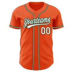 Custom Orange White-Green Authentic Baseball Jersey Custom Outfits, Logo Wear, St. Patricks Day, Blue Football, Orange Texas, Uniform Shirts, Alpha Kappa Alpha, 3d Pattern, Team Name