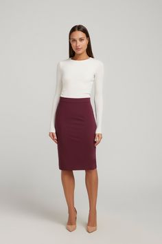 One of our most-loved customer favourites for good reason. Slim-fitting with a tapered silhouette, our Pencil Skirt is an iconic figure-flattering shape finished to perfection. An essential cornerstone to any working wardrobe - pair with crisp button-downs, lightweight knits and fitted t-shirts for a variety of timeless styling options. Bottom Outfits, Working Wardrobe, Blazer Set, Light Knit, Classic Blazer, Blazer Dress, Set Dress, Black And Navy, Dress Skirt