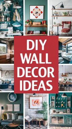 the words diy wall decor ideas are shown