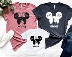 Family Matching Cotton T-shirt For Disney Fan Events, Family Matching Cotton T-shirts For Disney Trips, Family Matching Cotton T-shirt For Vacations, Family Matching Mickey Mouse Cotton Tops, Disney Cotton Shirt For Disney Fan Events, Black Disney Cotton Shirt, Cotton T-shirt With Letter Print For Disney Trips, Cotton T-shirt With Letter Print For Disney Fans, Black Cotton T-shirt For Disney Trips