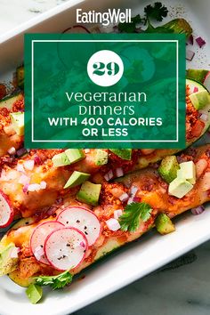 the vegetarian dinners with 40 calories or less are ready to be eaten on the table