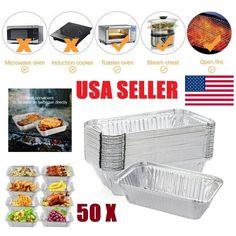 usa seller 50 pack aluminum foil food pans with heater and grilling tray