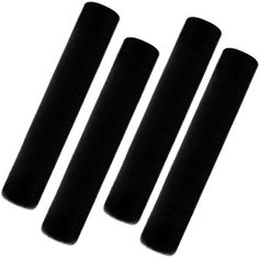 three black foam grips on a white background