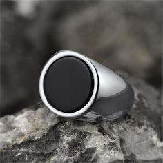 Description  Based on folklore, black onyx rings increased vigor, strength, stamina, and self-control. Faithheart black agate band ring for men, made of stainless steel, inlaid synthetic black onyx gemstone. Faithheart round black onyx mens signet ring, packed in a delicate box, perfect gift for a father, boyfriend, husband, son, or friend. It is believed that onyx is a protective stone.     Detail   SPU:  TR60104  Collection:  Stone  Material: Stainless Steel  Size：07-12  Weight: 7.6g  Clean it Black Onyx Rings, Italian Ring, Onyx Rings, Mens Signet Ring, Men Jewellery, Onyx Signet Ring, Nordic Vikings, Signet Ring Men, Viking Symbols