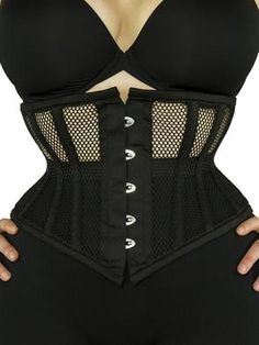 Black Mesh Hourglass Waspie Underbust Corset - CS-201 | Orchard Corset