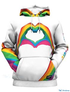 OrcaJump - Unisex 3D Printed Hoodie with Black and White Graphic Prints - Casual Streetwear Sweatshirt for Daily Sports or Designer Multicolor Sports Hoodie Sweatshirt, Casual Rainbow Hoodie For Streetwear, Rainbow Hoodie For Winter Streetwear, Pride Fashion, Love Hoodie, Black And White Graphic, Streetwear Sweatshirt, Love Is Love, Casual Streetwear