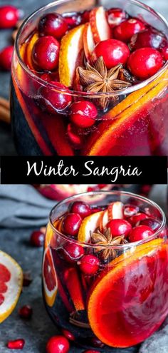 winter sangria with oranges, cranberries and cinnamon