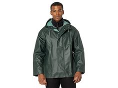 Helly Hansen Highliner Jacket - Men's Jacket : Dark Green : A durable jacket design for work wear, the Helly Hansen Highliner Jacket is both waterproof, oil and cold-resistant while being generously cut so it easily fits over your clothing. Zipper jacket closure with double storm flap and snap button closure. Attached three panel hood with drawstrings. Long sleeves and straight hemline. .45 P-Series polyvinyl chloride on high-quality cotton canvas, 450 g/m² insulation. Machine washable. Imported Weatherproof Parka For Outdoor Work In Fall, Hooded Utility Outerwear For Rainy Weather, Utility Hooded Outerwear For Rainy Weather, Utility Waterproof Parka For Outdoor Work, Hooded Weatherproof Windbreaker For Work, Weatherproof Hooded Windbreaker For Work, Waterproof Hooded Outerwear For Outdoor Work, Green Hooded Outerwear For Outdoor Work, Hooded Raincoat With Adjustable Hood For Outdoor Work