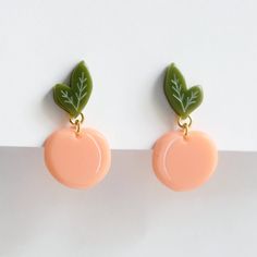 Peach Posts - Goldmakers Fine Jewelry Peach Earrings, Artfully Designed, Long Acrylic, Earring Posts, Mission Statement, 925 Silver Earrings, Custom Jewelry Design, Crafted Jewelry, Silver Earring