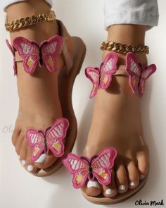 Olivia Mark - Elegant Butterfly Inspired Toe Post Sandals Olivia Mark, Sandals