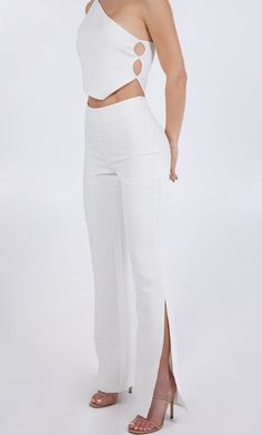 ALICE PANT – POSH MIA Chic High-waisted Wide Leg Pants With Side Slits, Chic Fitted Wide Leg Pants For Evening, Elegant High Waist Wide Leg Elastane Pants, Elegant Wide Leg Pants With Side Slits, Elegant Fitted Wide Leg Pants With Side Slits, Chic Wide Leg Elastane Pants For Party, Chic Full-length Pants With Side Slits, Chic Full Length Pants With Side Slits, Casual High-waisted Bottoms With Side Slits For Work