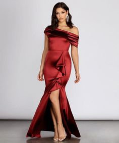 Jane Satin Off Shoulder Dress | Windsor Off Shoulder Dresses Prom, Satin Off Shoulder Dress, Weading Dress, Prom Dress Trends, Girl Apron, Wardrobe Tips, Outfits Chic, Nice Style