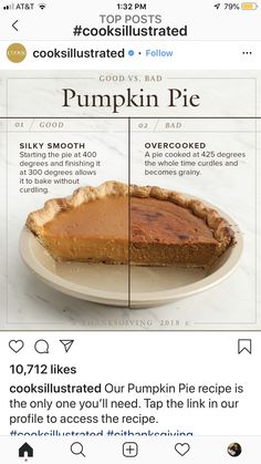 an image of a pumpkin pie on a plate with the words, cook illustrated below it