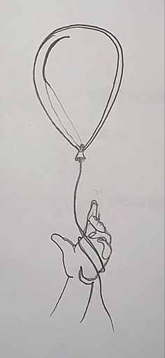 a drawing of a person holding onto a balloon