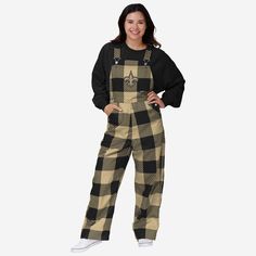 New Orleans Saints Womens Plaid Bib Overalls FOCO XS - FOCO.com Plaid Overalls, Black New Orleans, Saints Logo, New Orleans Saints Logo, Lumberjack Style, Buffalo Plaid Pattern, Bib Overalls, Plaid Fashion, Overalls Women