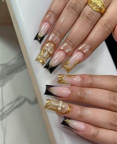 Gold Chrome Nails, Gold Acrylic Nails, Cross Nails, Acrylic Nails Coffin Pink, Bling Acrylic Nails, Acrylic Nails Coffin Short, Pink Acrylic Nails, Square Acrylic Nails