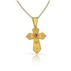 "The beauty of Byzantine style jewelry, completely handcrafted in Greece with the old-fashioned way, is omnipresent. An outstanding solid yellow gold cross with Byzantine design decorated with genuine gemstones, remains a classic and elegant choice for everyone. Bold and traditional, you will not take your eyes over your finger. Neither will your friends! High Quality Handmade Greek jewelry! ✔ High quality product. ✔ In a gift box ✔ Ready to Ship in 5-10 Business Days ✔ Made to Order ✔ Unique pe Byzantine Style Historical Wedding Jewelry, Byzantine Cross Jewelry For Ceremonial Occasions, Byzantine Earrings, Byzantine Cross, Byzantine Gold, Cross Gold, Orthodox Cross, Greek Jewelry, 18k Gold Ring